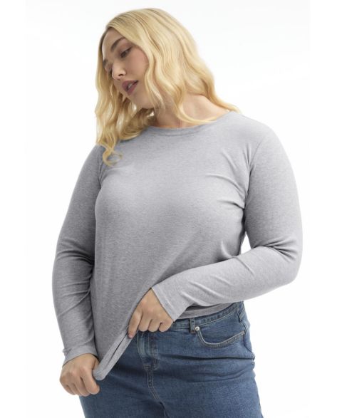 Женский топ June & Vie Ribbed Crewneck, цвет: Средний меланжевый серый