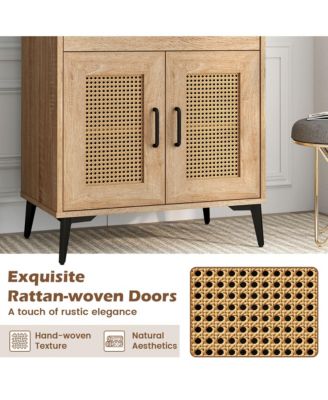 Coffee Bar Cabinet w/Pegboard Storage Drawer & Adjustable Shelf Buffet Sideboard