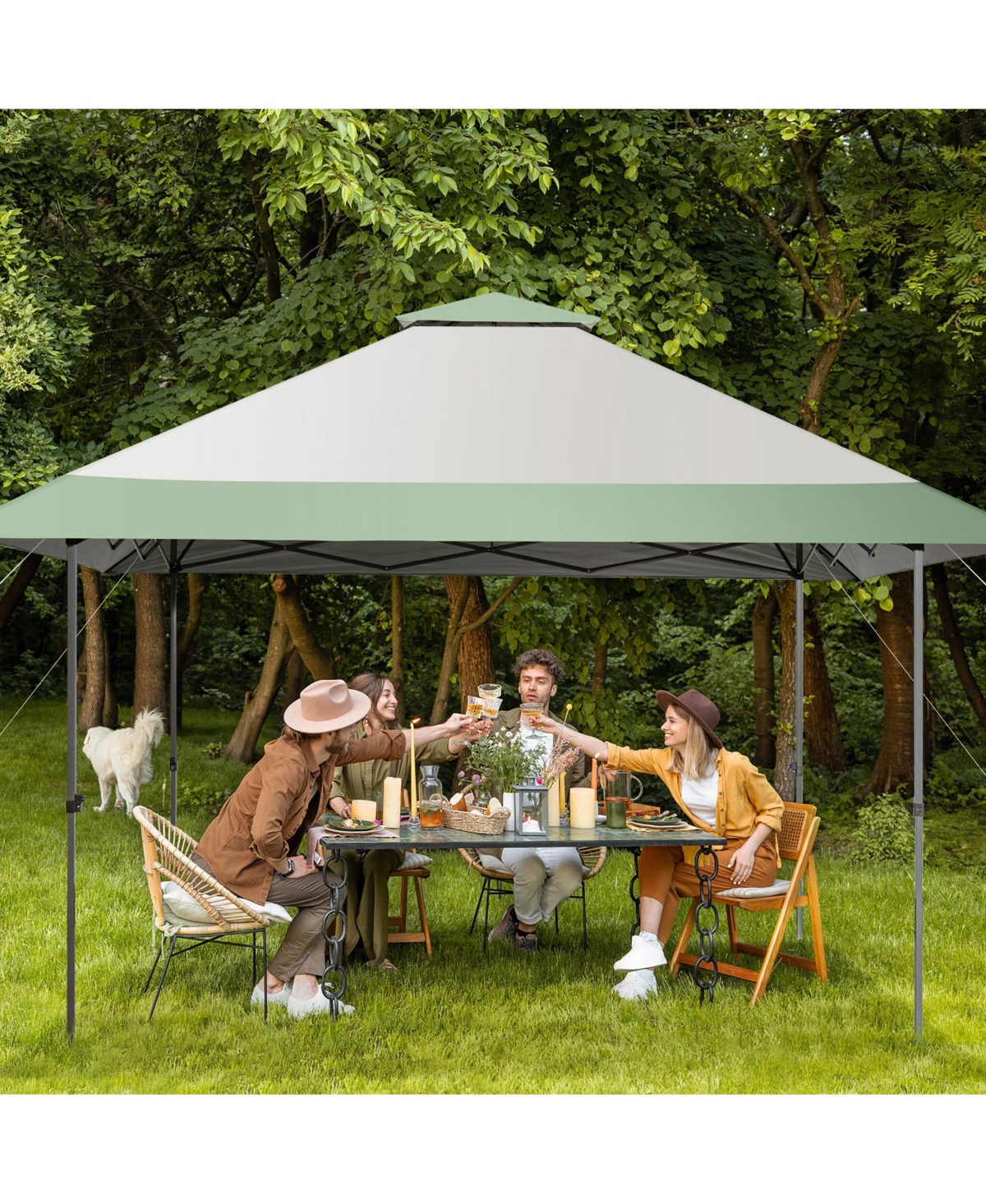 Costway 13x13ft Patio Pop-Up Gazebo Canopy Tent Instant Sun Shelter Outdoor Wheeled Bag