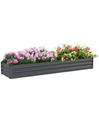 8x2x1ft Galvanized Raised Garden Bed Large Elevated Planter Box for Outdoor Gardening