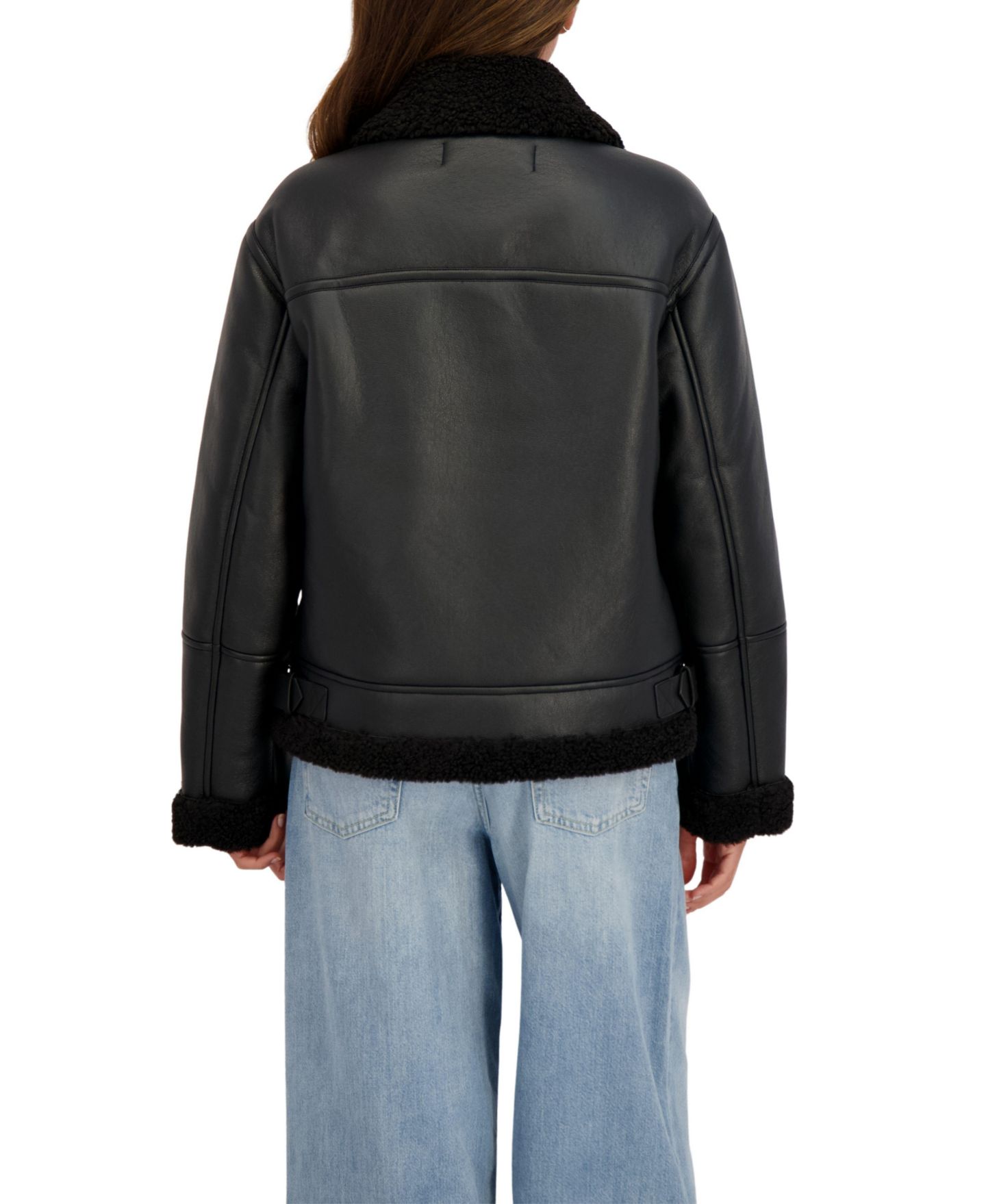 Женская куртка Sebby Collection Zip Front Faux Shearling, цвет: Чёрный — фото 2