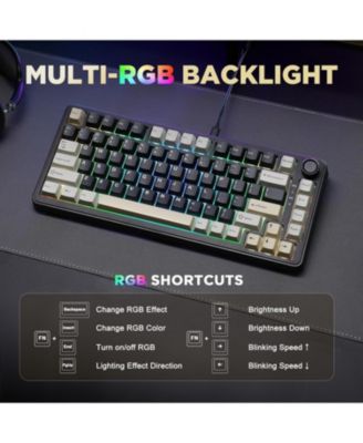 B75 Mechanical Keyboard,75% Layout with Knob,Hot Swappable RGB Backlit Gasket Mounted,Creamy Typing,Double-Shot PBT Keycaps,Cherry Profile,for Win/Mac