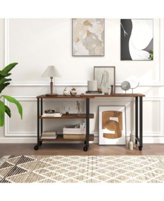 Patented 360 Free Rotating Sofa Side Table with Storage Shelves and Casters