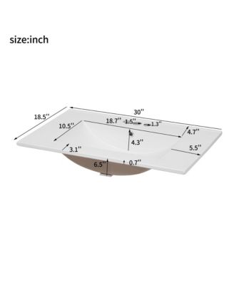 30" Free Standing Bathroom Vanity with Ceramic Sink and Soft-Close Doors