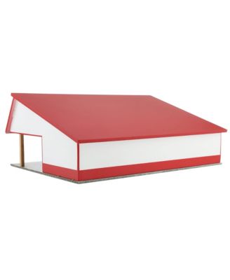 1/64 White & Red 64ft x 48ft Wooden Cattle Shed with Removeable Roof STA-227