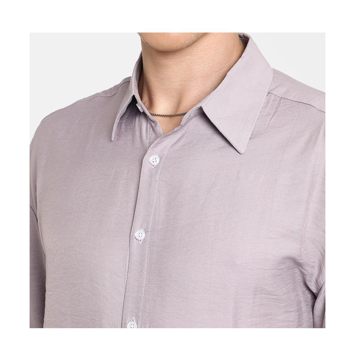 Campus Sutra Men's Lilac Breezy Wrinked Shirt