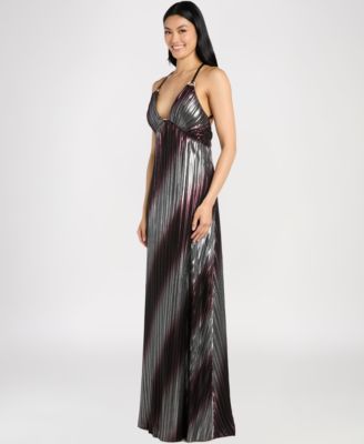 Juniors' Sleeveless V-Neck Long Dress