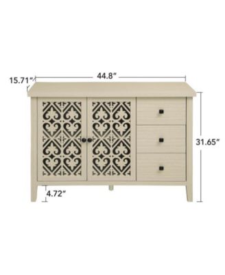 CASAINC Hollowed-Out Storage Cabinet with 2 Doors and 3 Drawers