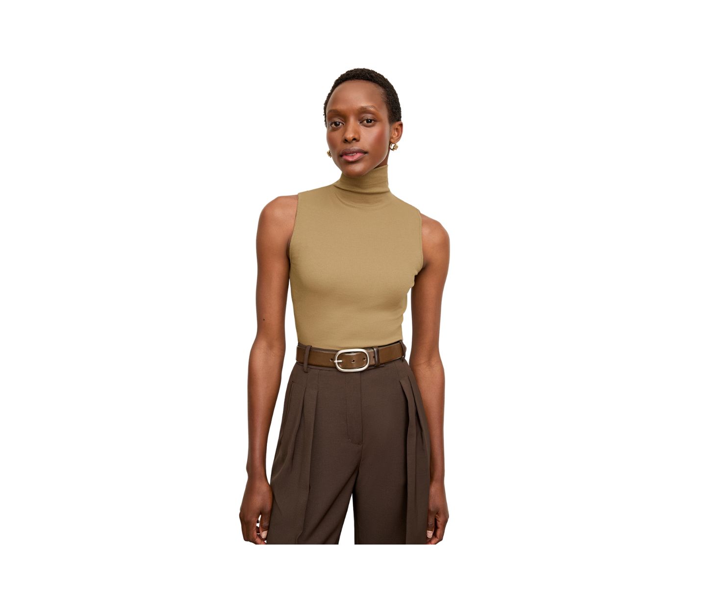 Женский топ M.M.LaFleur Jett - Organic Ribbed Pima Cotton, цвет: Седельно-коричневый — фото 1