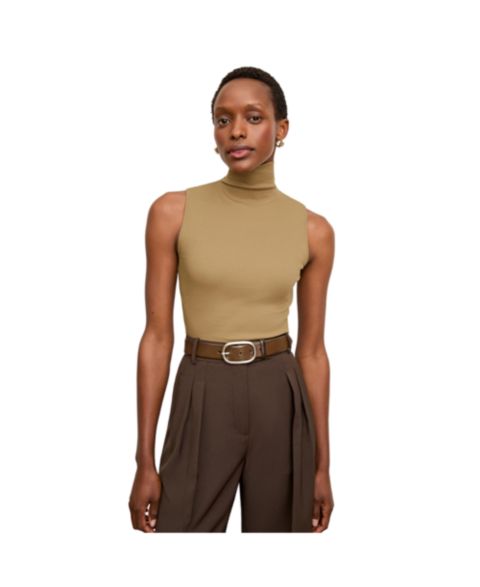 Женский топ M.M.LaFleur Jett - Organic Ribbed Pima Cotton, цвет: Седельно-коричневый
