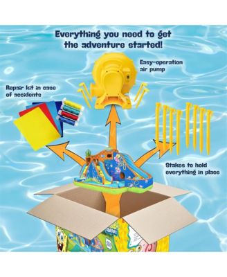 SpongeBob Deluxe Inflatable Water Slide with Climbing Wall, 2 Slides & Splash Pool