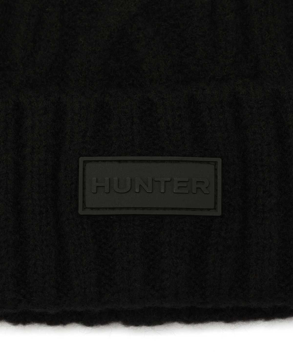Hunter Faux-fur-pom Cable-knit Beanie In Black