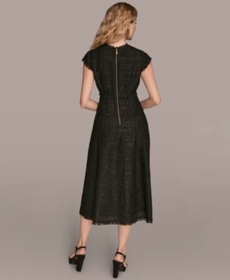 Women's&nbsp;Tweed Cap Sleeve A-Line Midi Dress