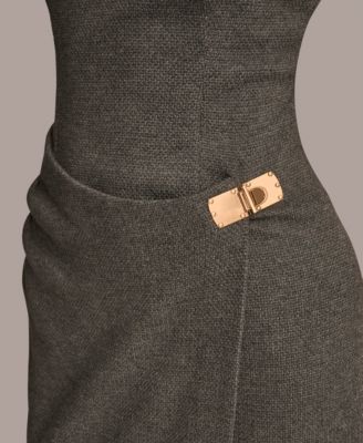 Women's&nbsp;Sleeveless Faux Wrap Midi Sheath Dress