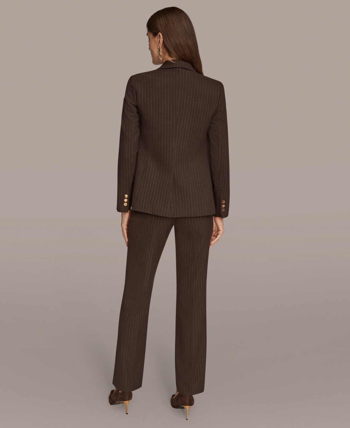 Donna Karan Women's Pinstripe One Button Blazer In Burgundy