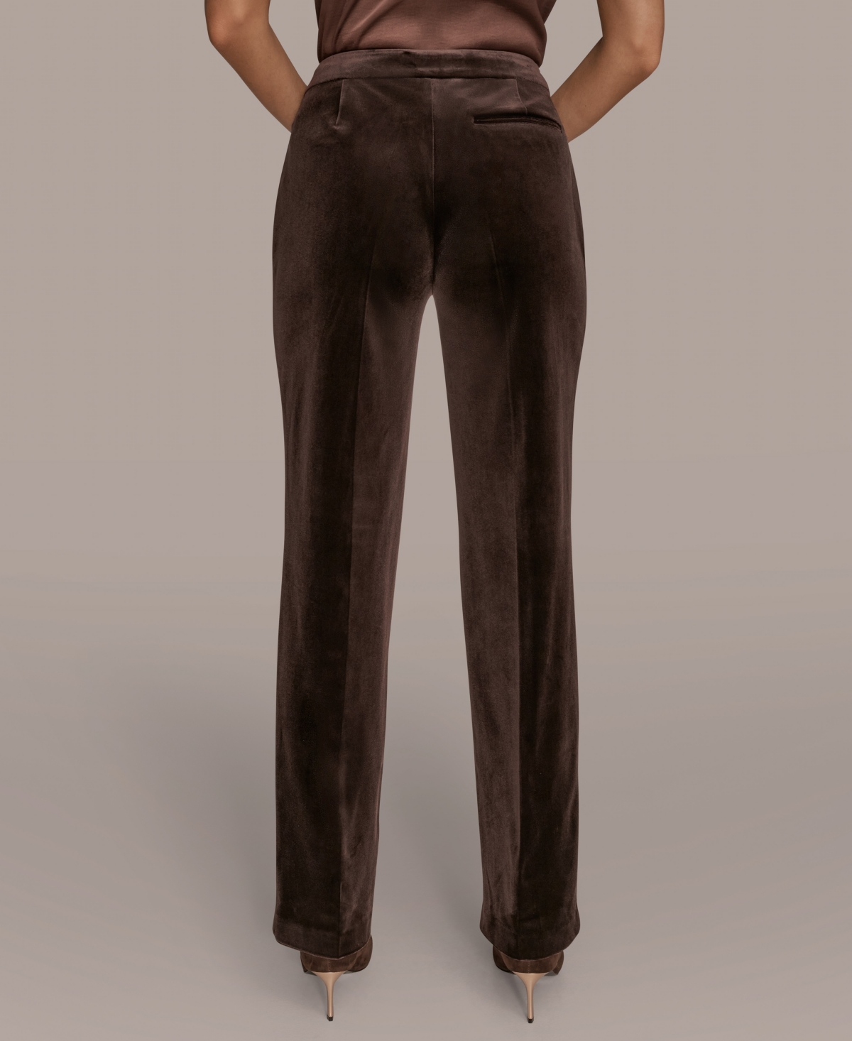 Donna Karan New York Velvet Straight Leg Pants In Gold