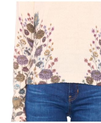 Women's Floral Print Crewneck Sweater