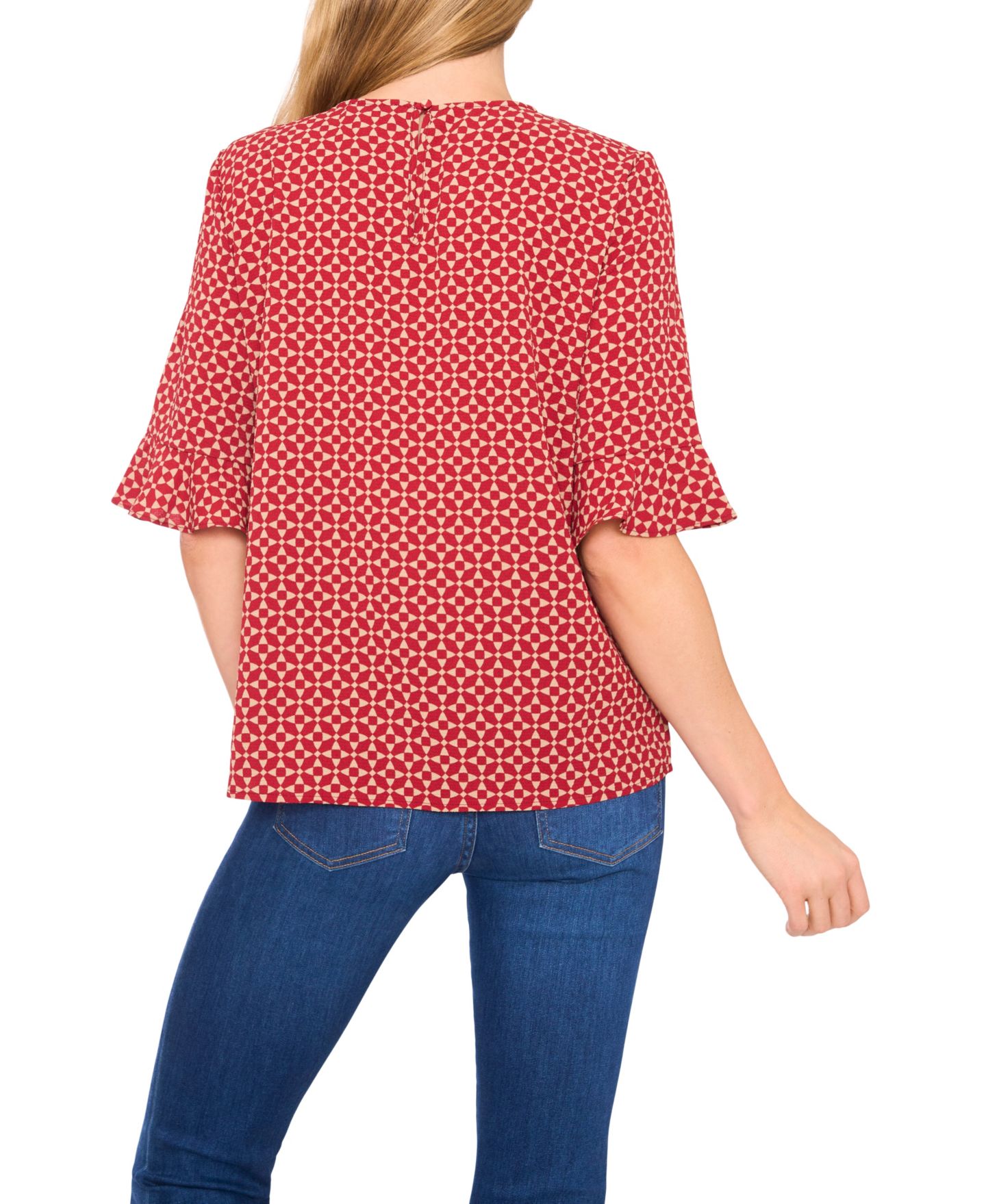 Женский топ CeCe Crewneck Top, цвет: Шелковичный красный — фото 3