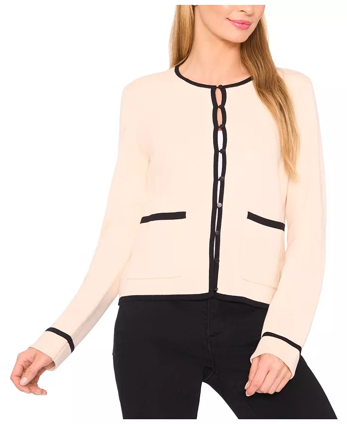 Women's Patch Pocket Tipping Cardigan Sweater - thumbnail 4