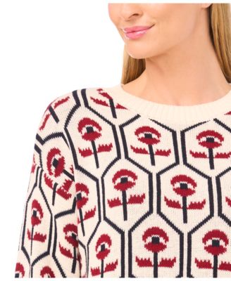 Women's Jacquard Mock Neck Sweater