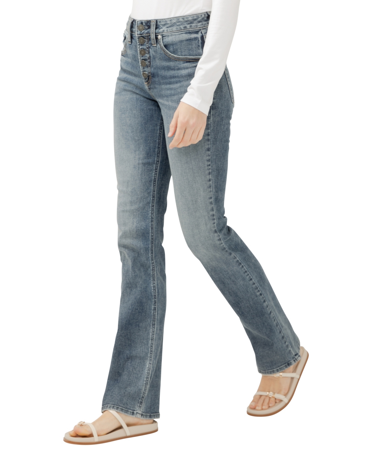 Silver Jeans Co. Women's Avery High Rise Curvy Fit Slim Bootcut Jeans In Blue