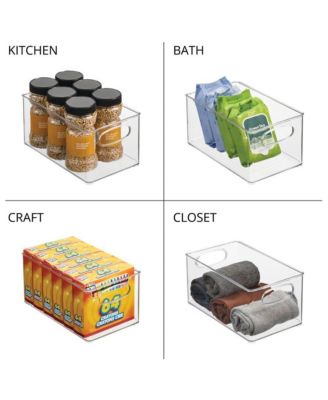 Plastic Home Office Storage Organizer Bin with Handles - 4 Pack - Clear
