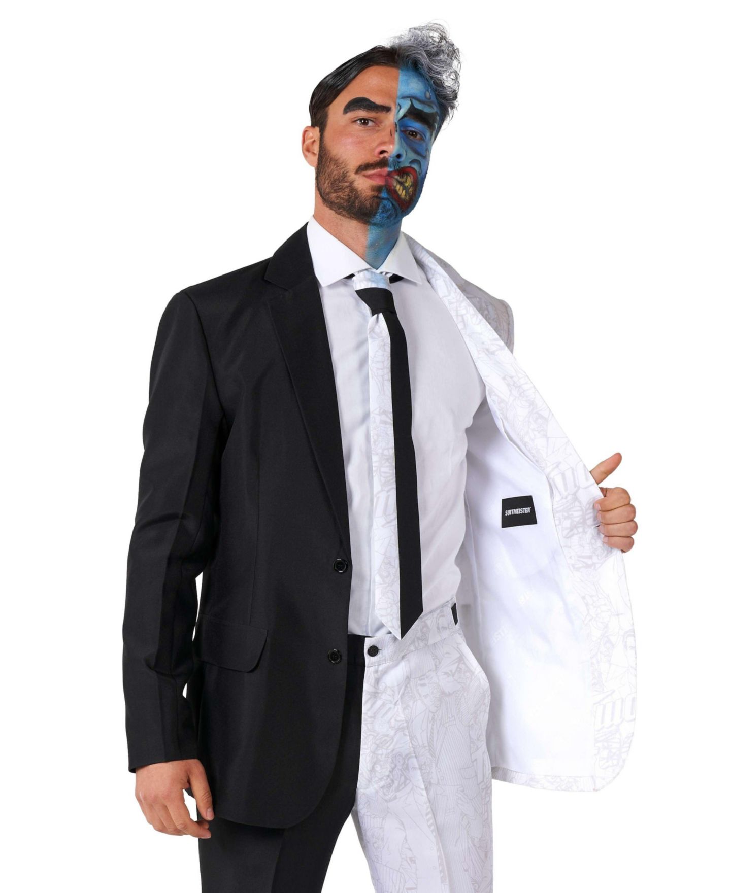 Мужской костюм DC Two Face для Хэллоуина Suitmeister приталенный, Black/White, цвет: Чёрный — фото 5