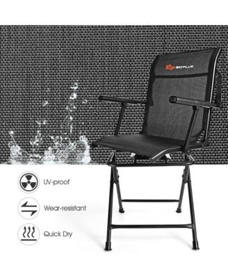 Swivel Hunting Chair Foldable Mesh Chair w/ Armrests for Outdoor Activities