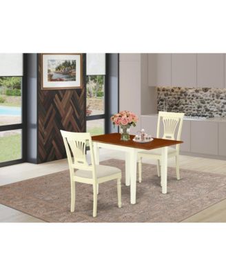 3-Piece Wooden Dining Set with Rectangular Table and 2 Panel-Back Chairs, Compact Dinette Set