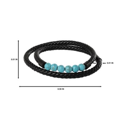 Leather & Turquoise Beaded Bracelet - 16.5''