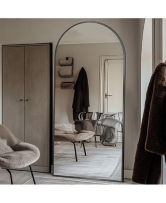 Full Length Mirror, 76"x34" Floor Mirror, Arch Floor Standing Mirror Freestanding Arch Full Body with Stand for Bedroom, Hanging Mounted for Living Room Cloakroom, Black