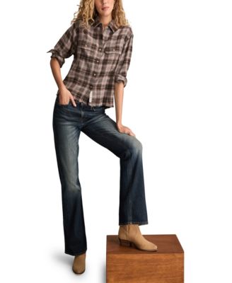 Women's Plaid Cotton Flannel Button-Front Shirt