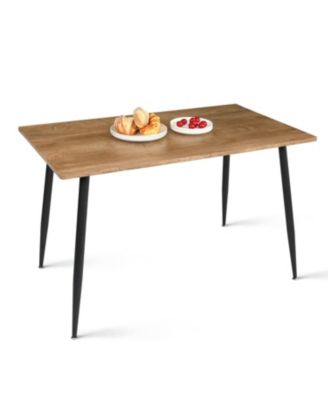 5 Piece Dining Set 47 Inch Rectangular Table Upholstered Chairs Compact Kitchen Table