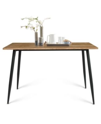 5 Piece Dining Set 47 Inch Rectangular Table Upholstered Chairs Compact Kitchen Table