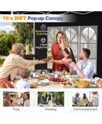 10 x 20FT Pop up Canopy Outdoor Canopy Tent with 6 Sidewalls Carrying Bag