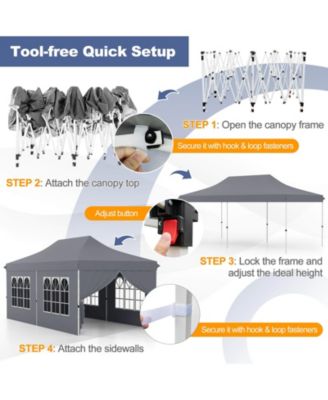 10 x 20FT Pop up Canopy Outdoor Canopy Tent with 6 Sidewalls Carrying Bag