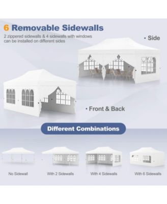 10 x 20FT Pop up Canopy Outdoor Canopy Tent with 6 Sidewalls Carrying Bag