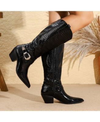 Tristen Croco-Print Western Boots