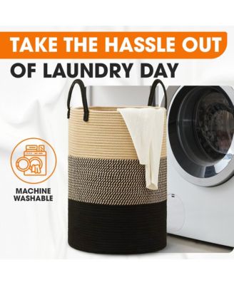 Large Laundry Hamper (15" x 19.7") - 3 Tone Black/Gray/Tan