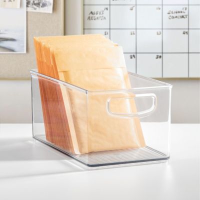 Plastic Storage Bins with Handles - Set of 2 - Clear