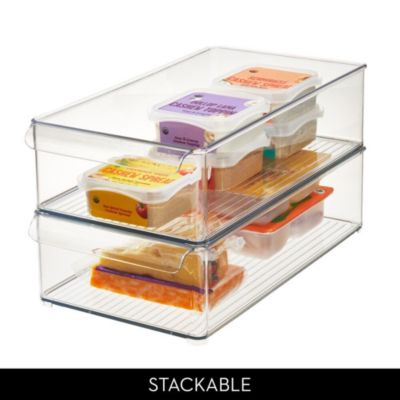 Large Stackable Fridge or Freezer Bin with Handle - Clear - Made in USA