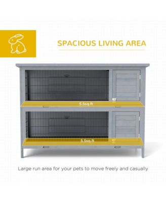 Wooden Bunny Cage w/ Dividers and Pull Out Trays for Outdoors,