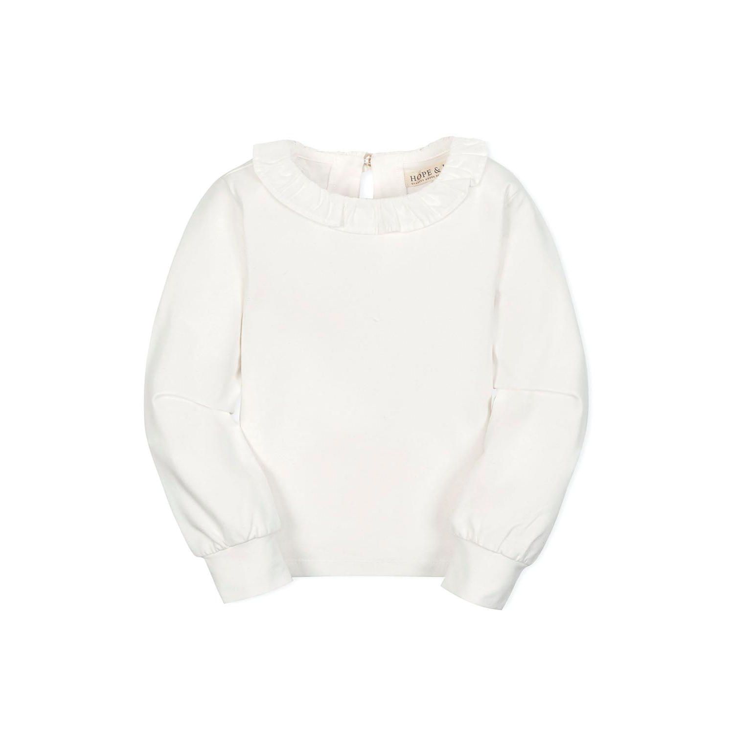 Hope and Henry Little and Big Girls' Organic Long Sleeve Ruffle Collar Knit Top