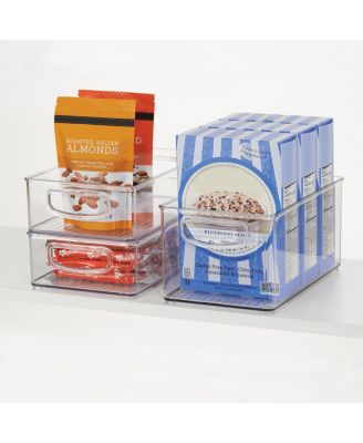 Plastic Stackable Pantry Bins with Handles, 3 Pack, Clear, Made in USA