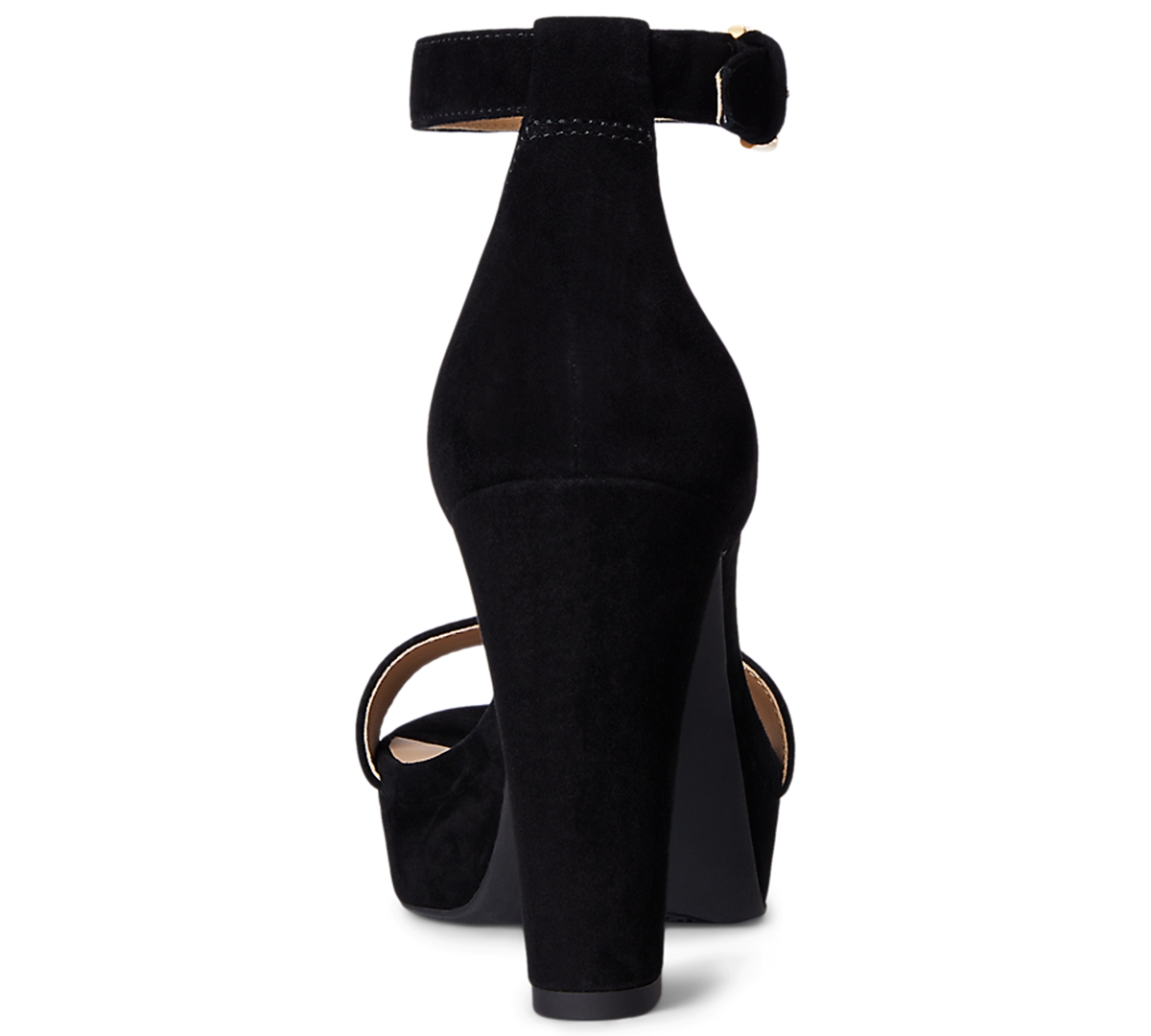 Ralph Lauren Sylvia Suede Platform Sandal In Black