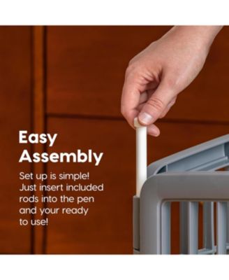 24" Exercise 4-Panel Pet Playpen with Door, Dog Playpen, Puppy Playpen, Small and Medium Dogs, Keep Pets Secure, Easy Assemble, Rust-Free, Heavy-Duty Molded Plastic, Customizable, Gray