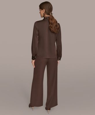 Women's Petite V-Neck with Bar in Scarf Top, Regular & Petites