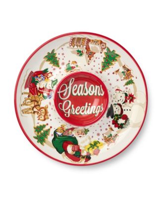 Certified International Santa's Retro Christmas Chip Dip Platter - Macy's