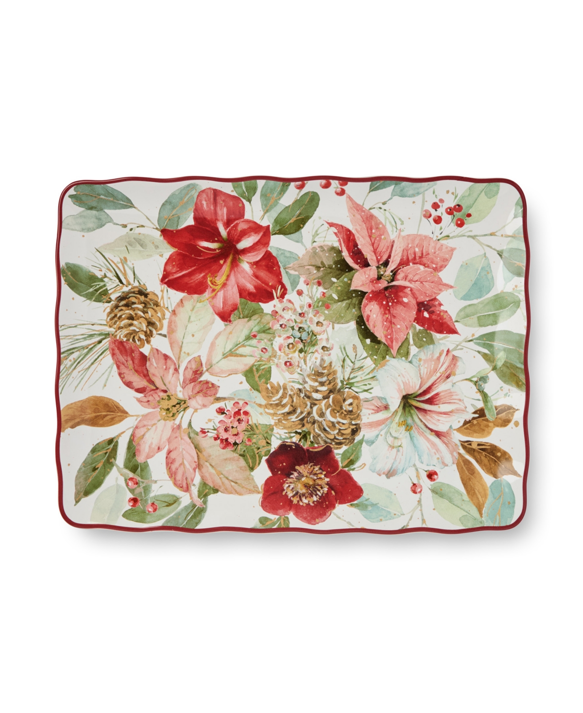 Certified International Winter Blooms Rectangular Platter In Multi
