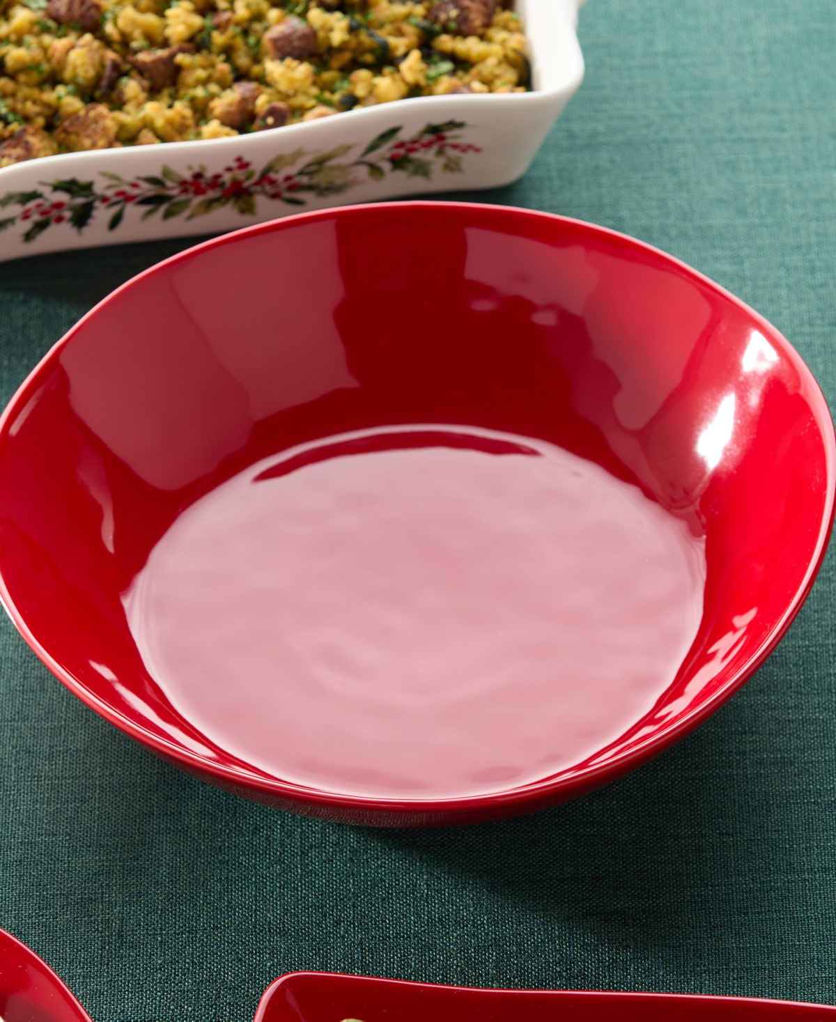 Certified International Christmas Serving Bowl In Red